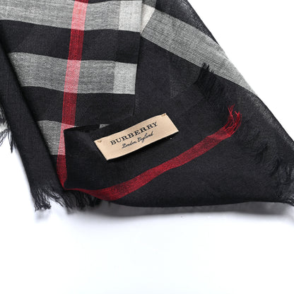 Burberry Linen Classic Check Check Lightweight Scarf Black 3 of 4
