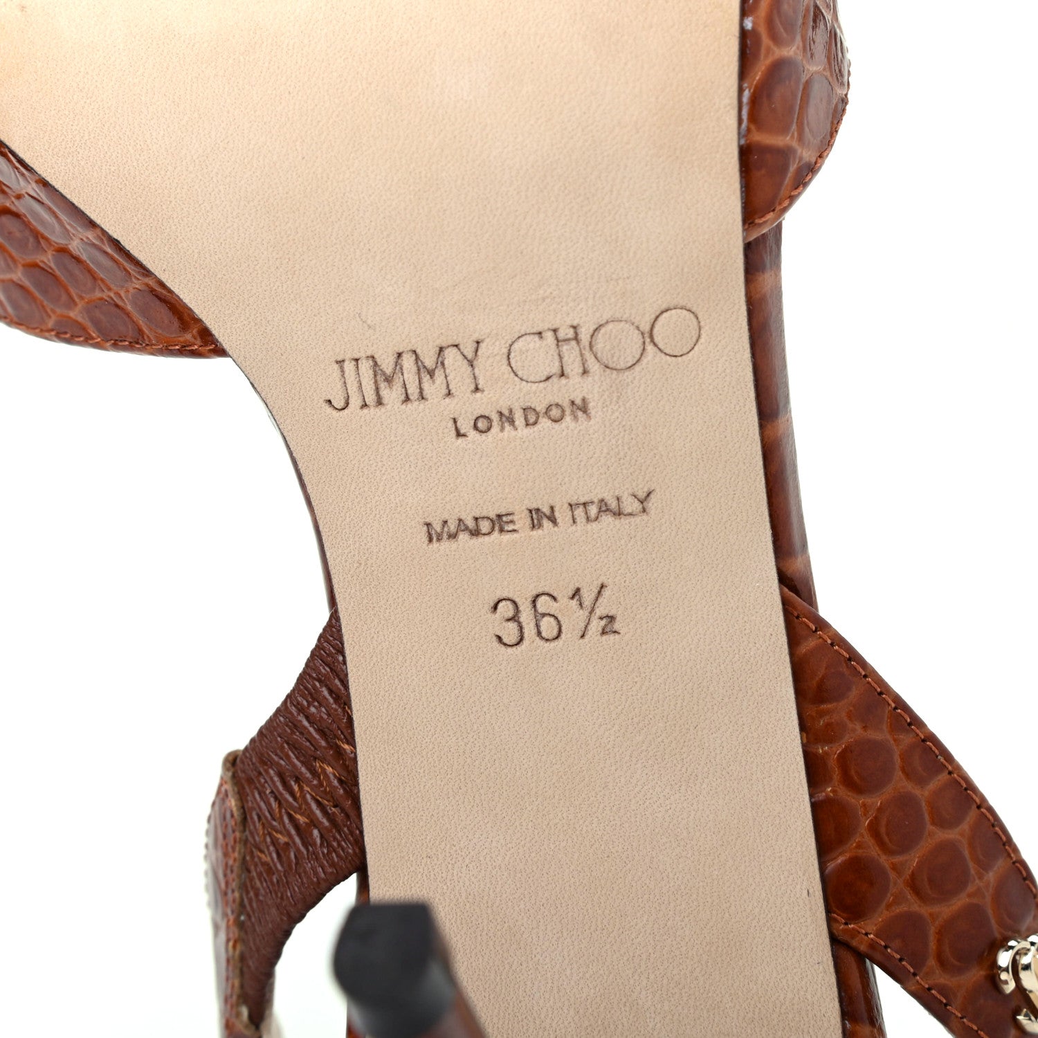 Jimmy Choo Calfskin Crocodile Embossed Thandi Slingback 80 Pumps 36.5 Cuoio 6 of 9