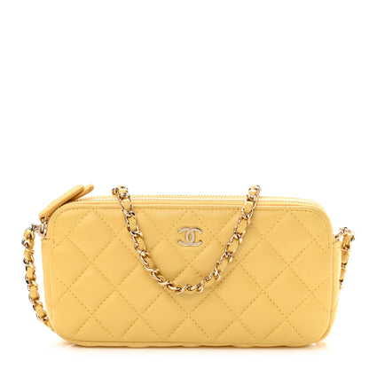 Chanel Lambskin Quilted Small Clutch With Chain Yellow 1 of 12