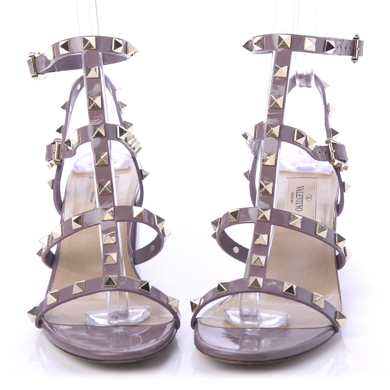 Valentino Garavani Patent Rockstud 60mm City Sandals 37.5 Dark Mauve 2 of 9