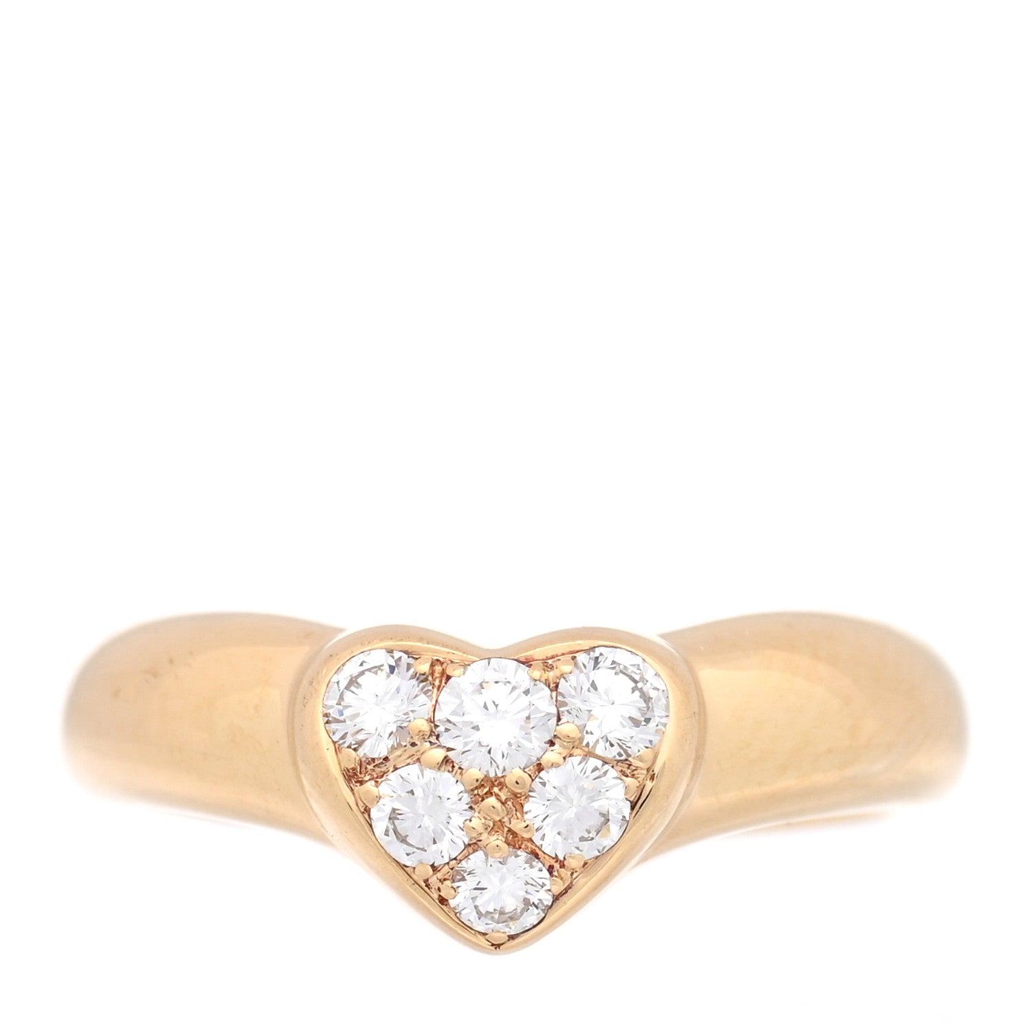 Tiffany 18K Yellow Gold Diamond Heart Band Ring 49 5 1 of 4