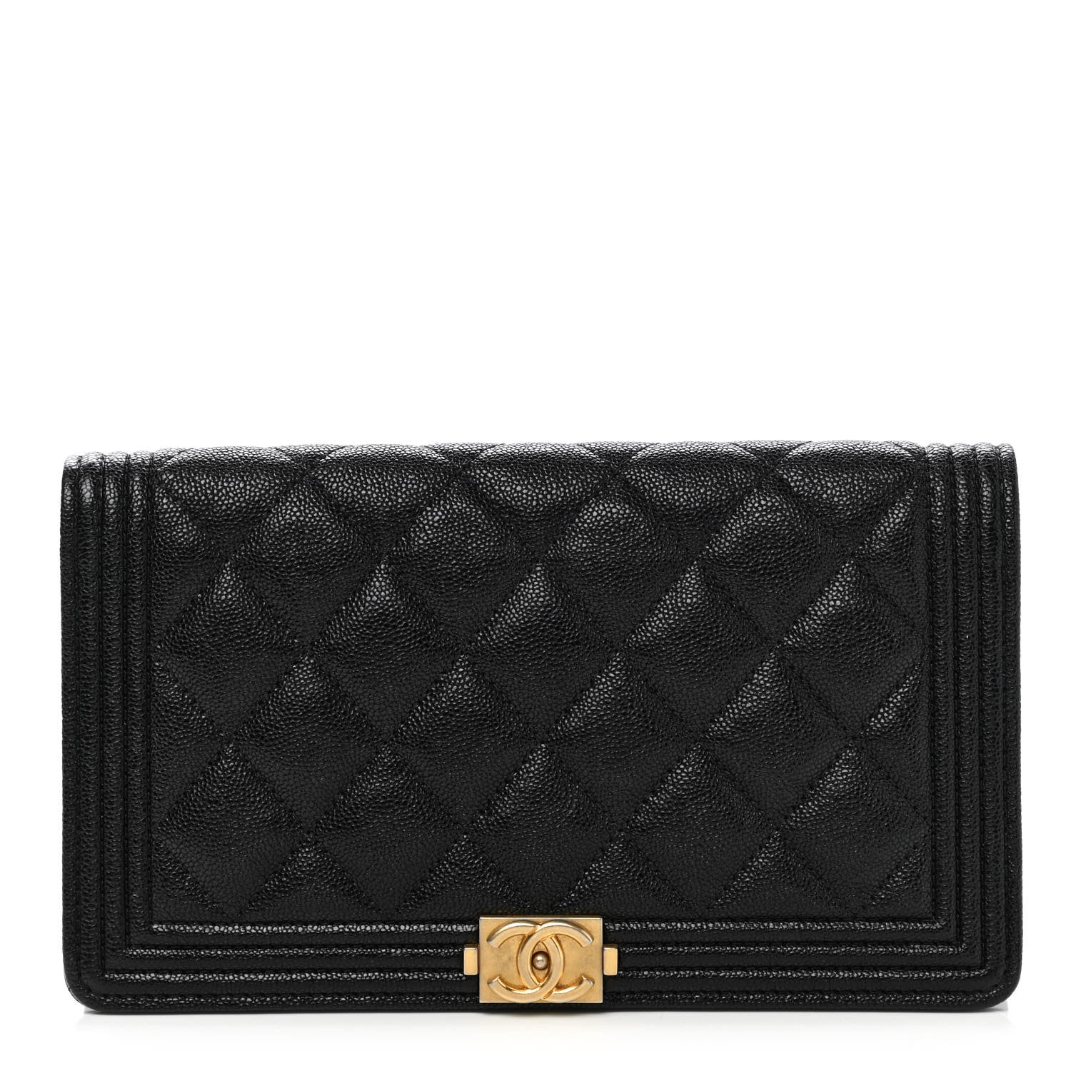 Chanel Caviar Quilted Boy Yen Wallet Black 1 of 9