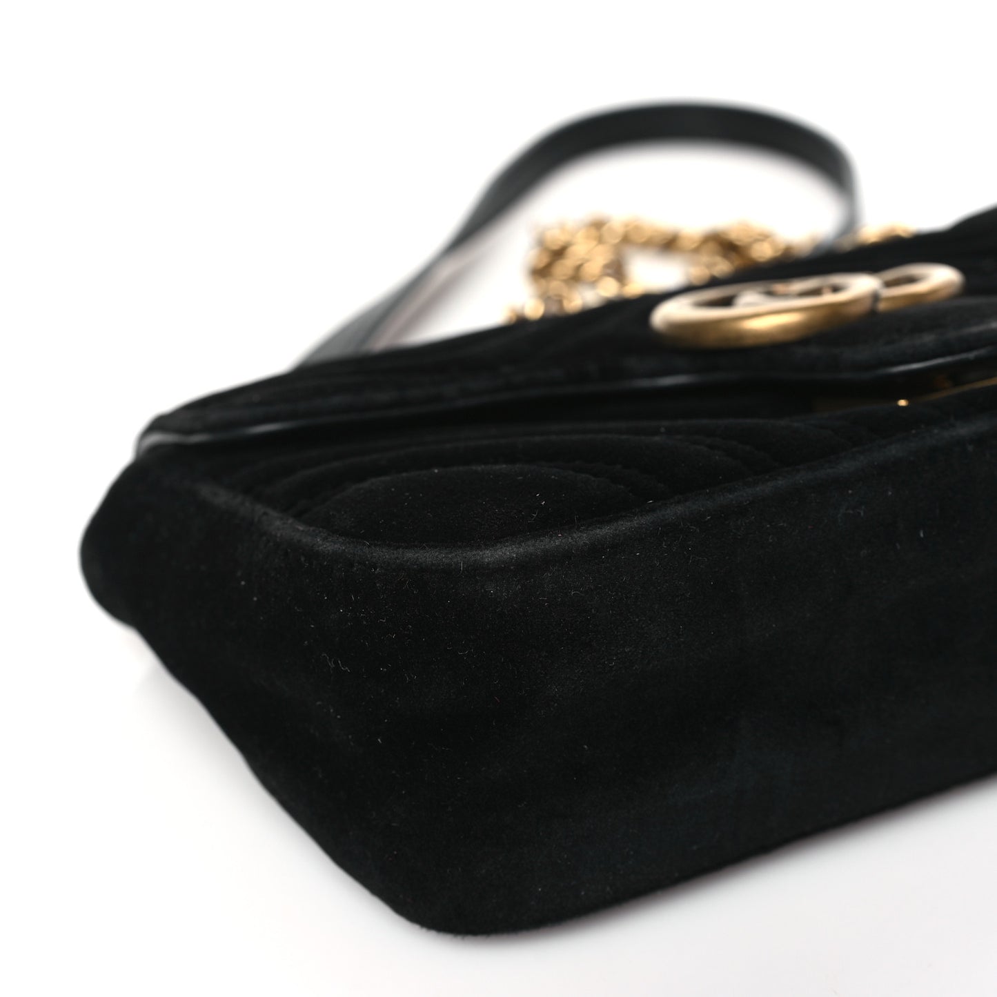 Velvet Matelasse Mini GG Marmont Shoulder Bag Black