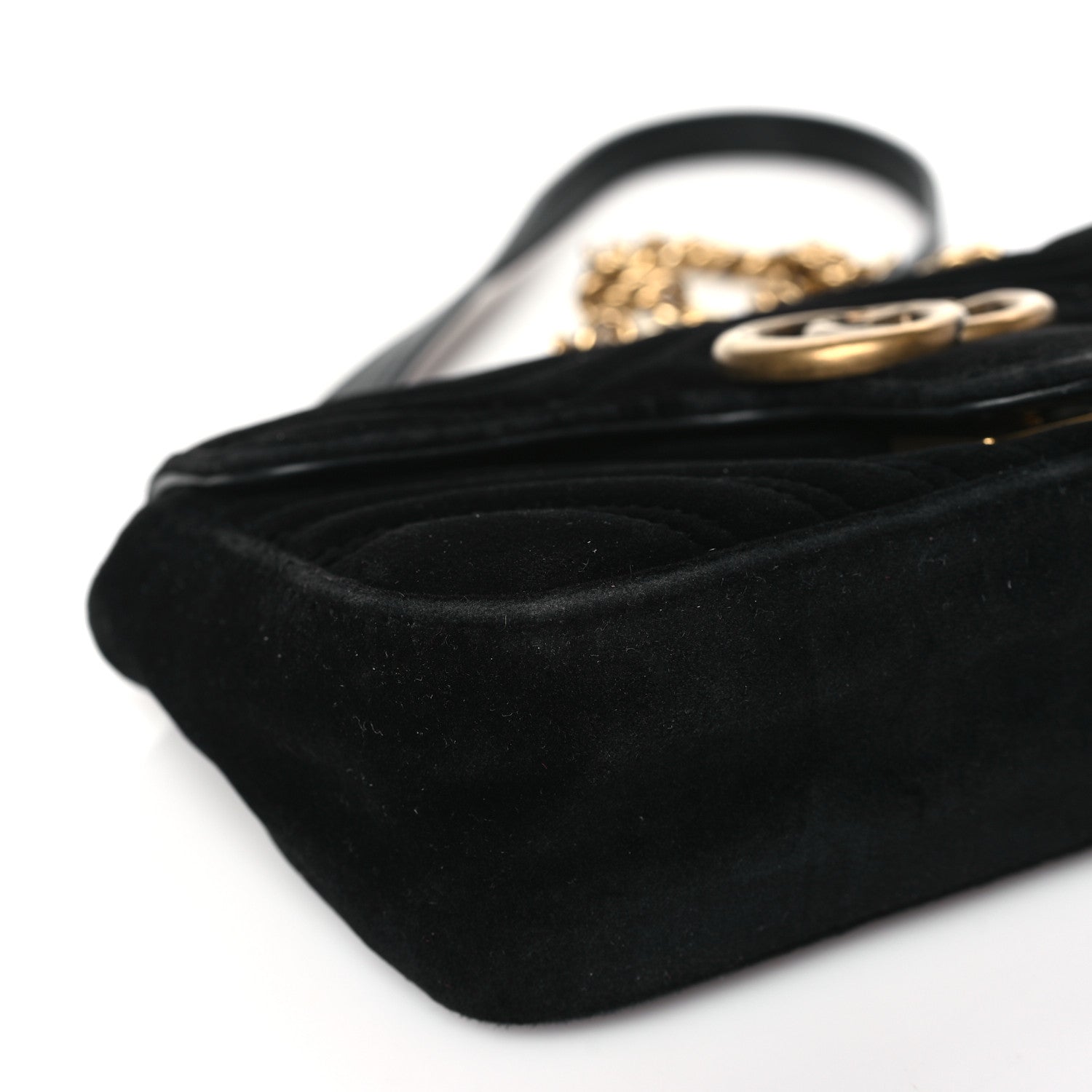 Gucci Velvet Matelasse Mini GG Marmont Shoulder Bag Black 9 of 10