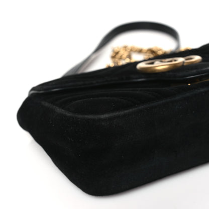 Gucci Velvet Matelasse Mini GG Marmont Shoulder Bag Black 9 of 10