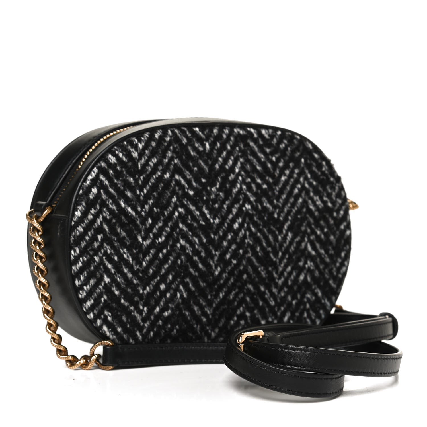 Dolce & Gabbana Calfskin Tweed Chevron Devotion Crossbody Bag Bag Black 3 of 13