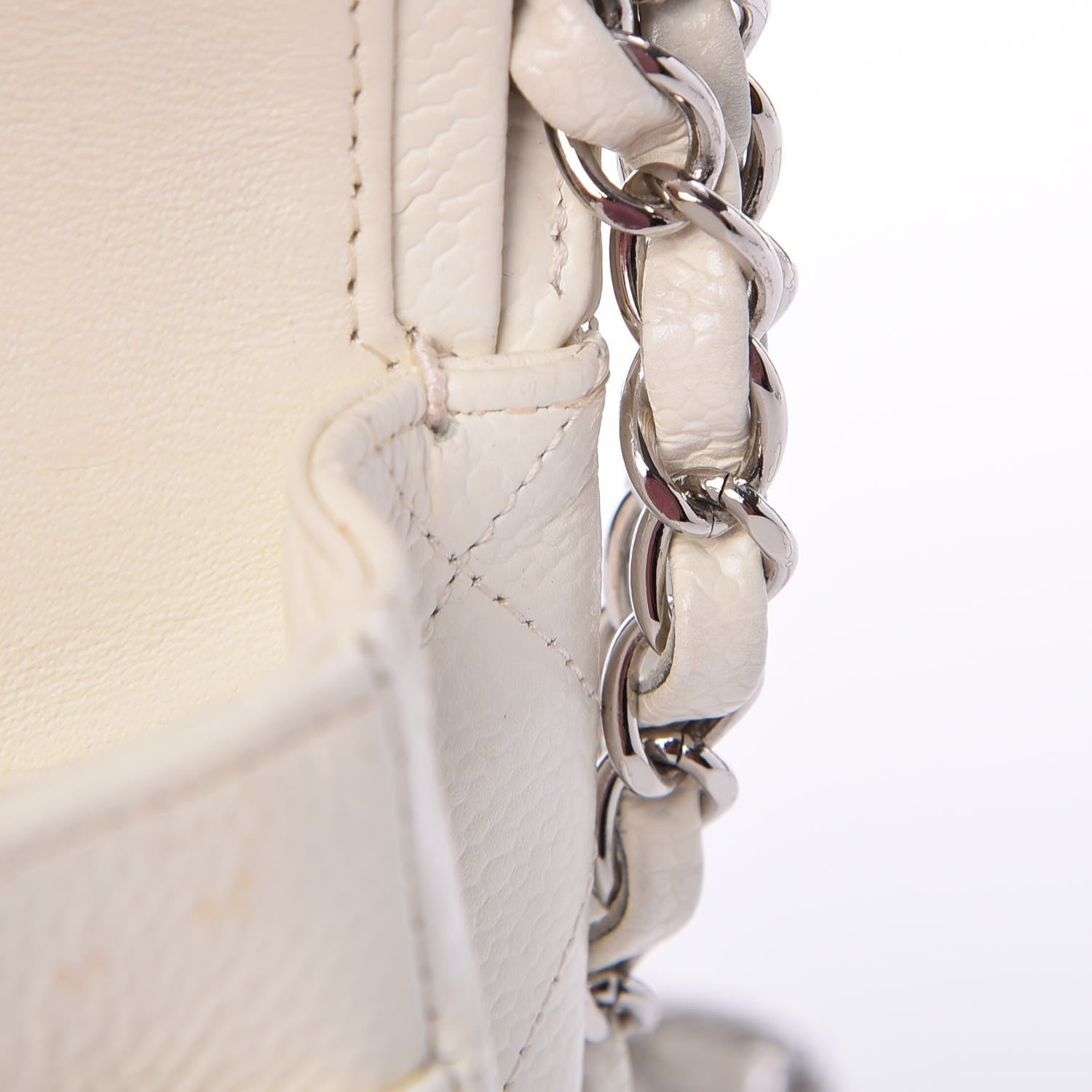 Chanel Caviar Quilted Medium Double Flap White 8 of 10