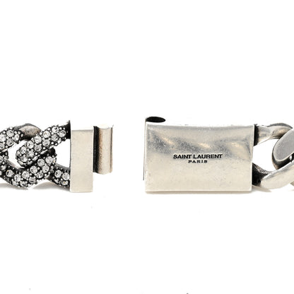 Saint Laurent Crystal Curb Chain Necklace Oxidized Silver 6 of 7