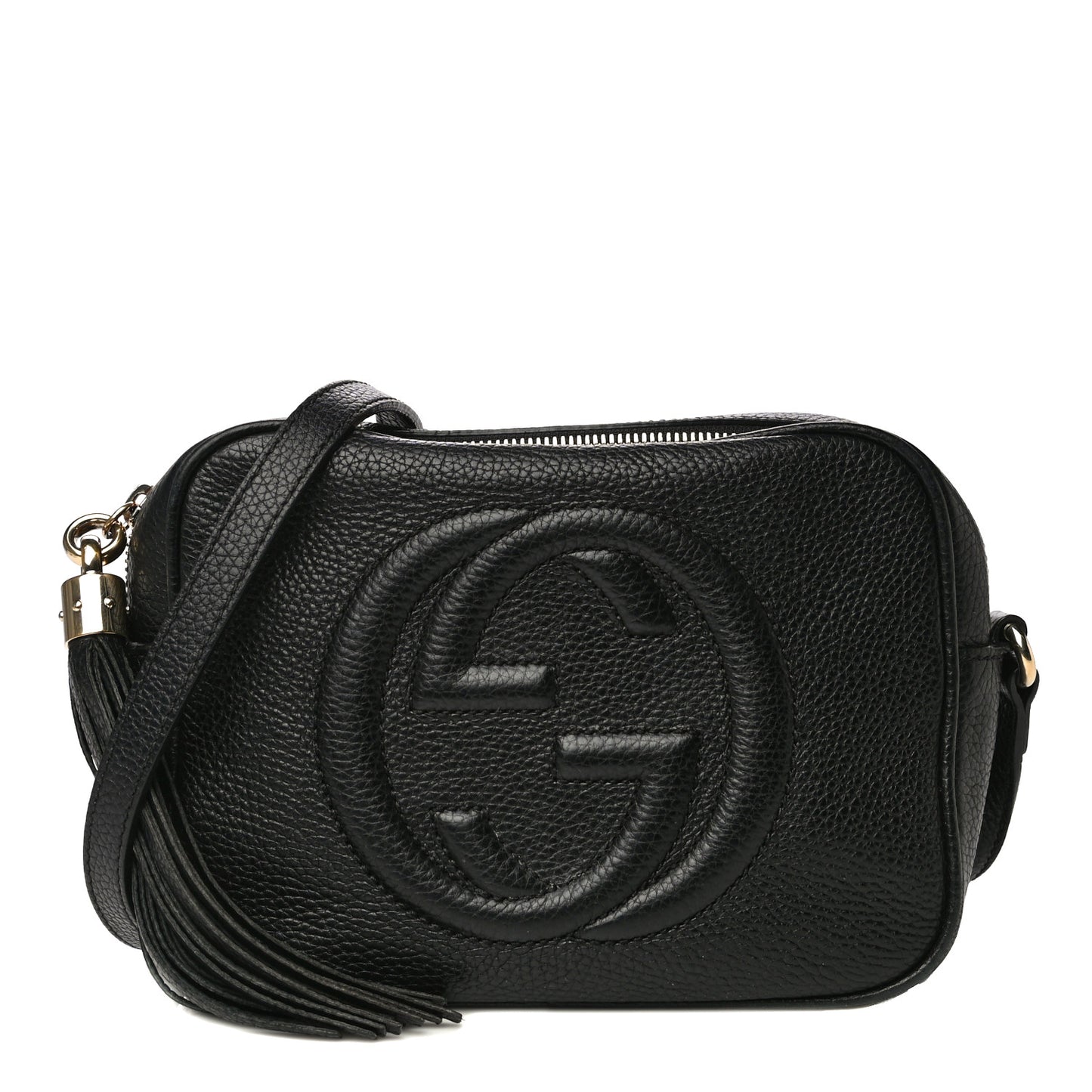 Pebbled Calfskin Small Soho Disco Bag Black