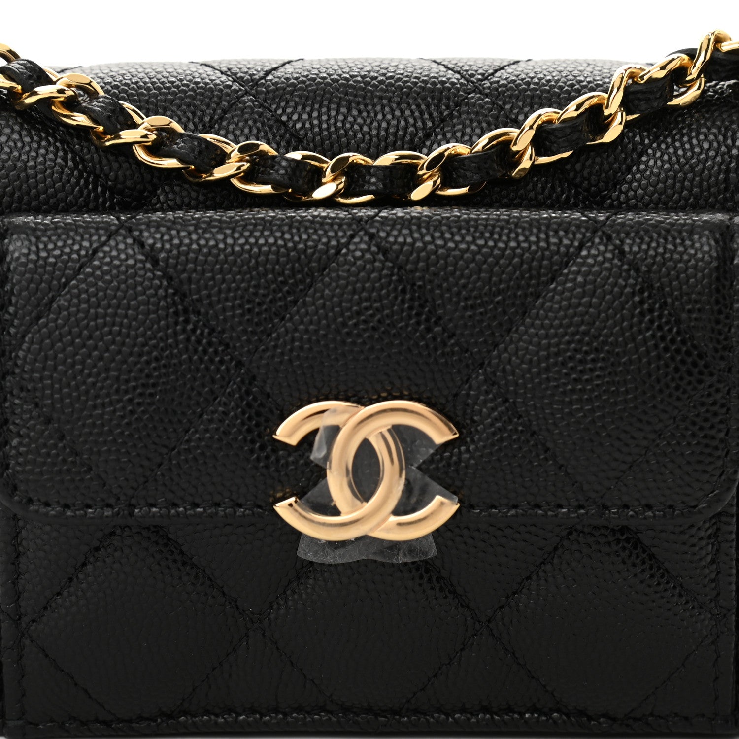 Chanel Caviar Quilted Pocket Twins Clutch With Chain Black 9 of 12