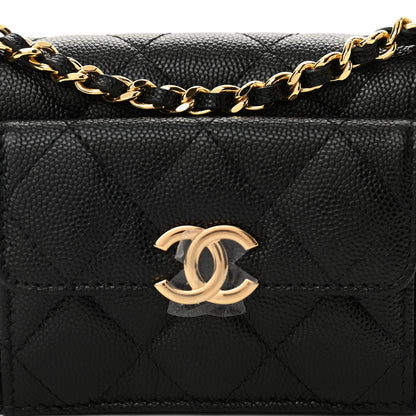 Chanel Caviar Quilted Pocket Twins Clutch With Chain Black 9 of 12