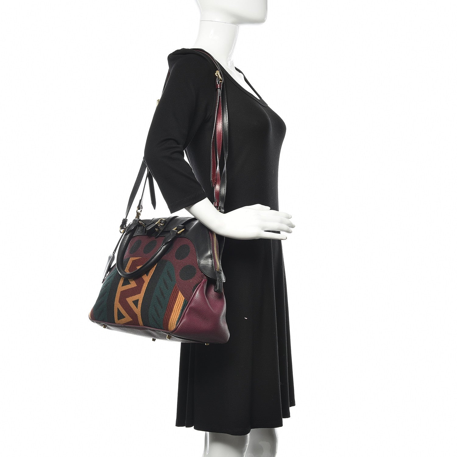 Burberry Calfskin Tapestry Milverton Satchel Multicolor 2 of 17