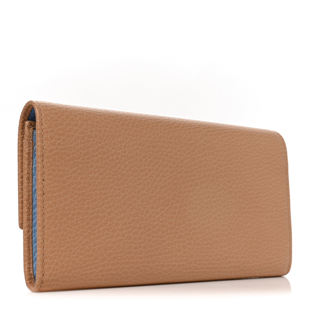 Gucci Dollar Calfskin Bi-Color Swing Continental Wallet Camelia Mineral Blue 3 of 7