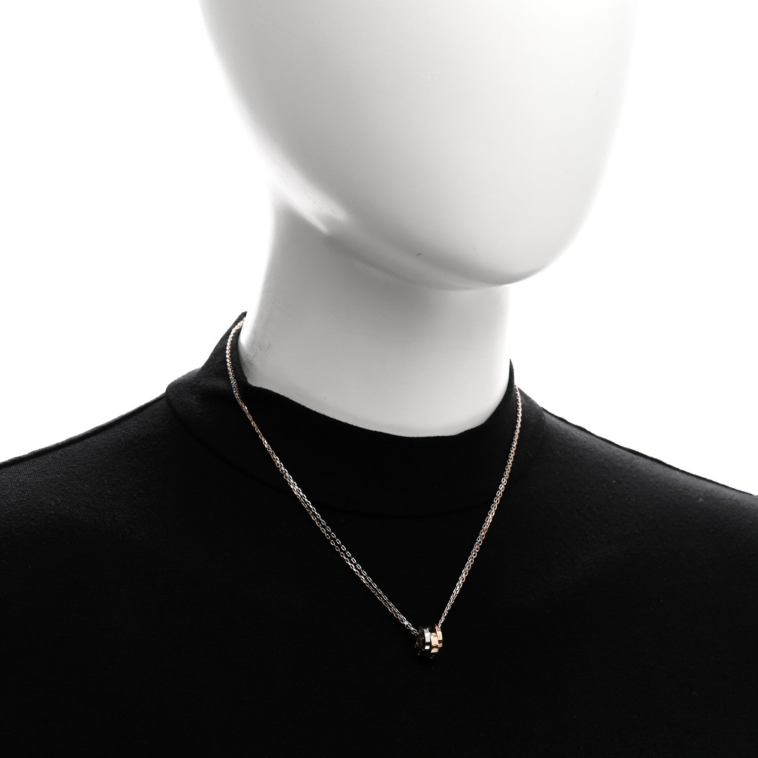Cartier 18K White Pink Gold Diamond Three Ring LOVE Necklace 2 of 5