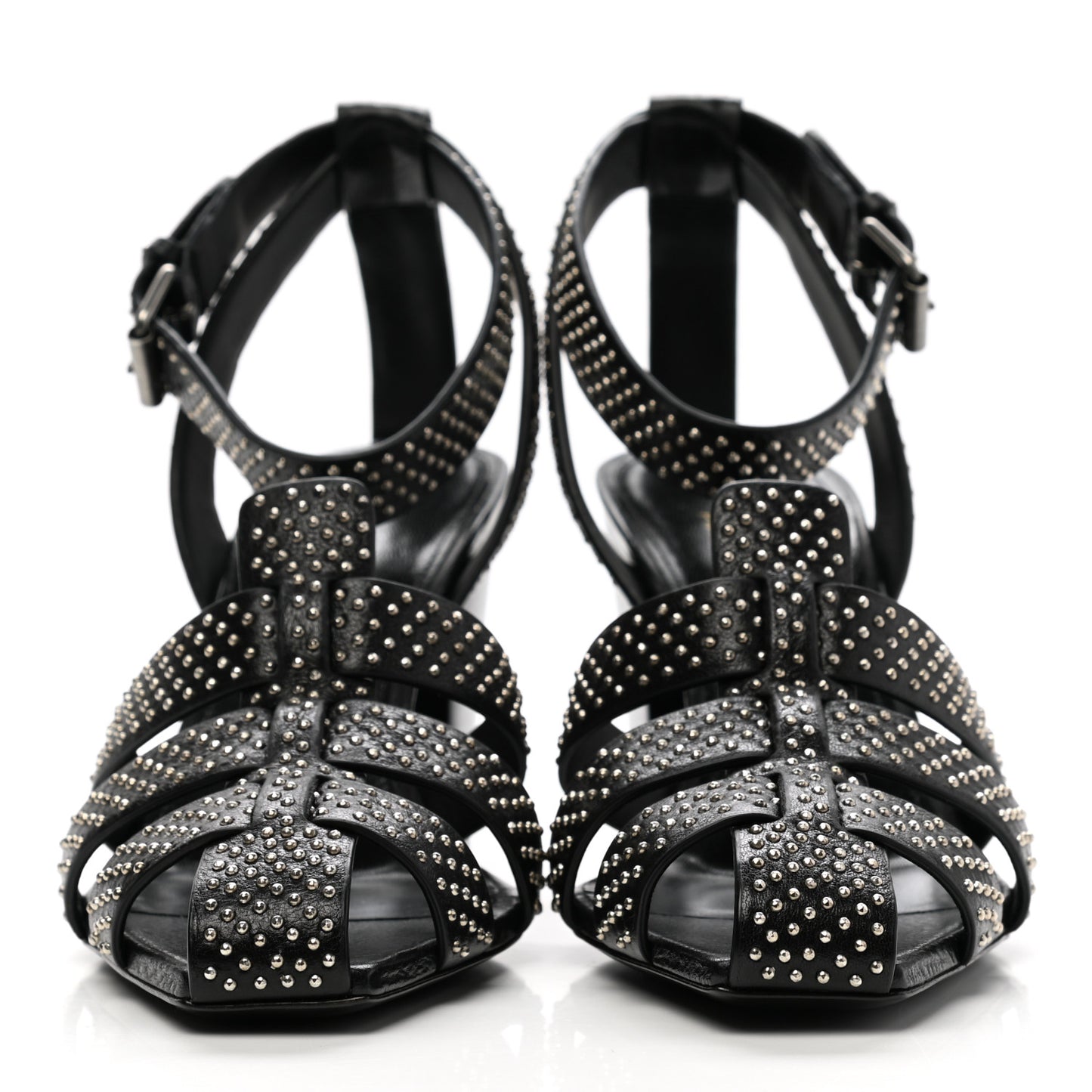 Calfskin Studded Oak 75 Sandals 40 Black