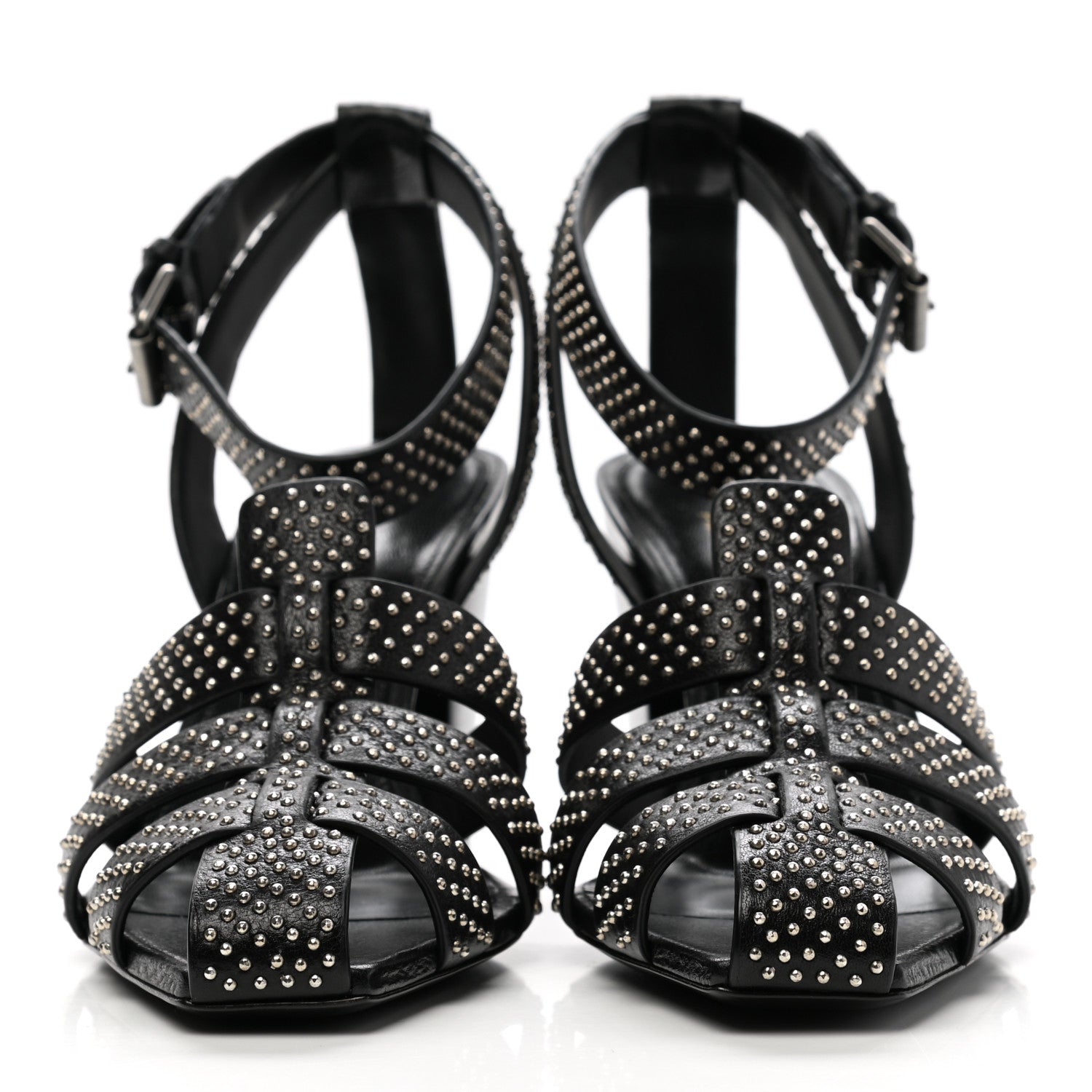 Saint Laurent Calfskin Studded Oak 75 Sandals 40 Black 2 of 9