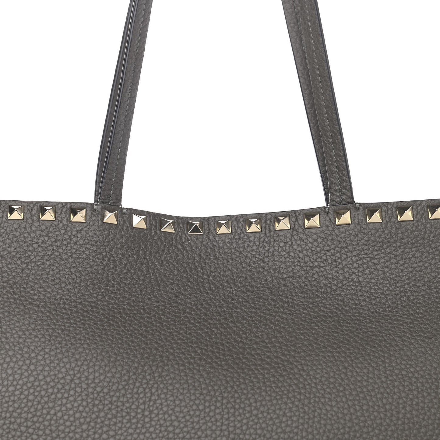 Grained Calfskin Rockstud Shoulder Tote Graphite