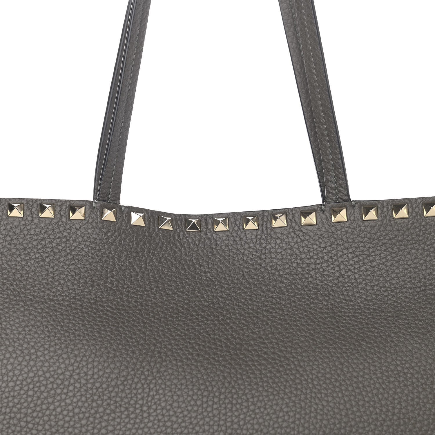 Valentino Garavani Grained Calfskin Rockstud Shoulder Tote Graphite 7 of 13