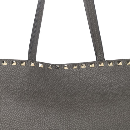 Valentino Garavani Grained Calfskin Rockstud Shoulder Tote Graphite 7 of 13