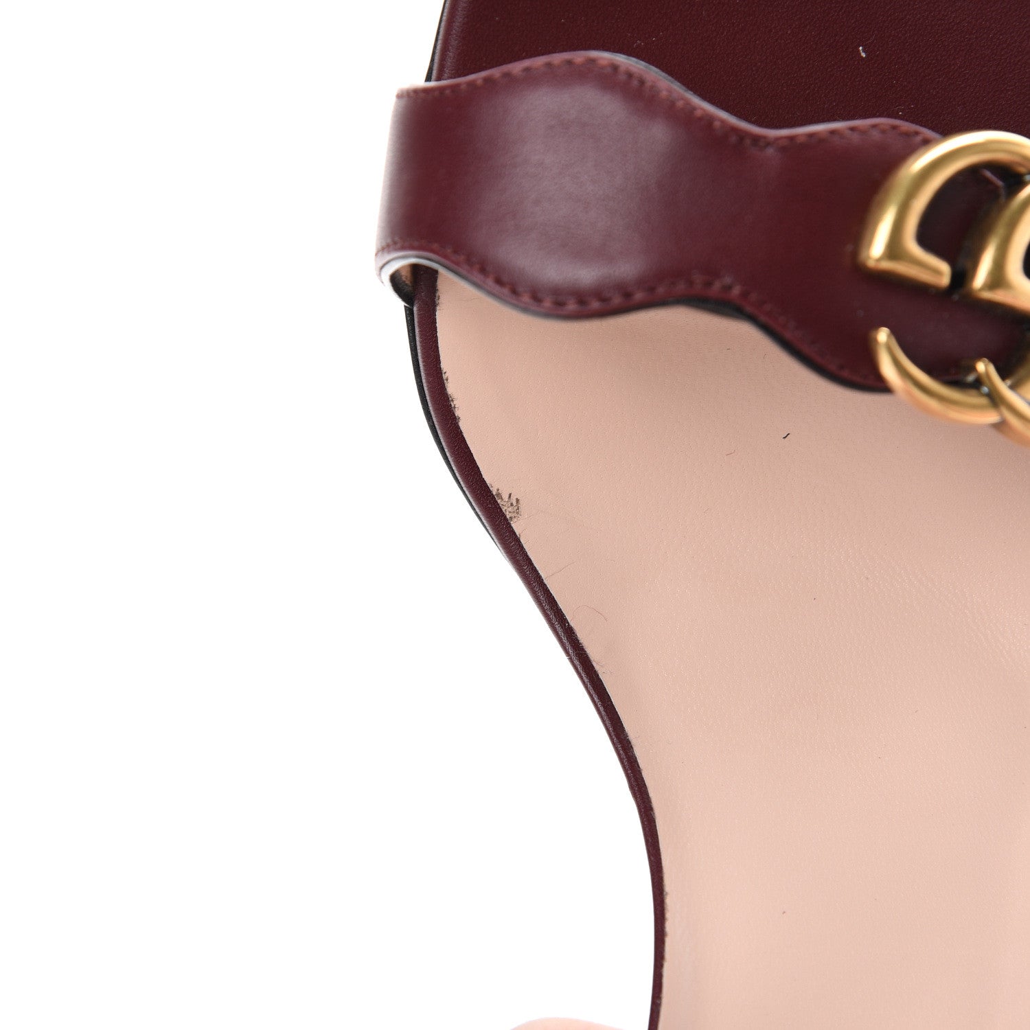Gucci Lifford Calfskin GG Marmont Ankle Wrap 75mm Sandals 39 Vintage Bordeaux 9 of 11