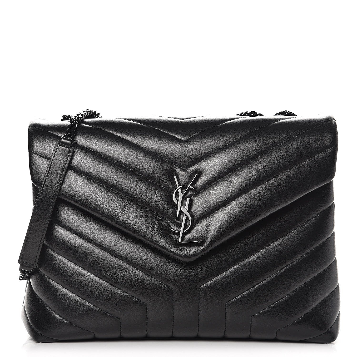 Saint Laurent Calfskin Y Quilted Monogram Medium Loulou Chain Satchel Black 1 of 7