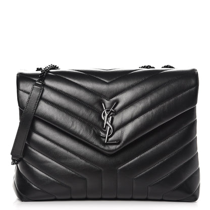 Saint Laurent Calfskin Y Quilted Monogram Medium Loulou Chain Satchel Black 1 of 7