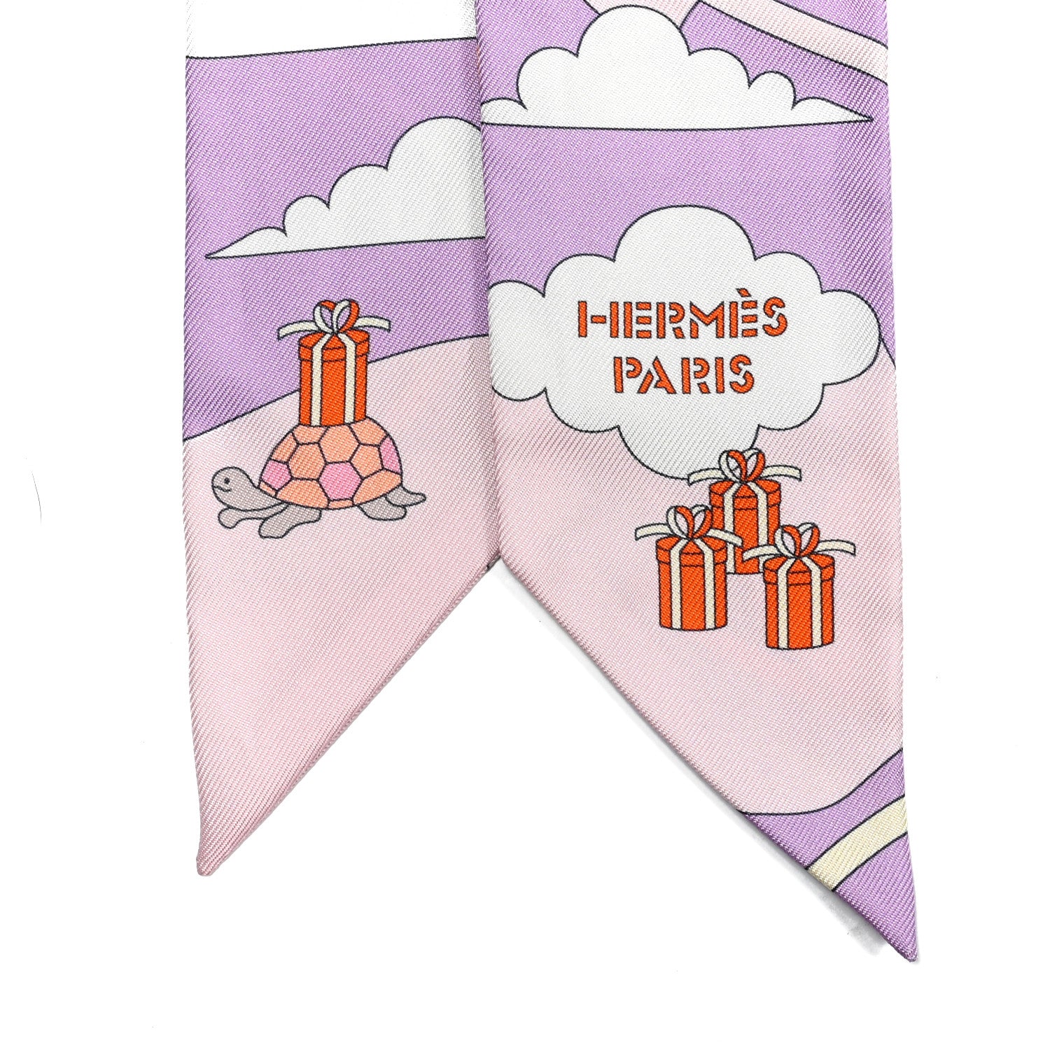 Hermes Silk Carres Volants Twilly Lilas Rose Pale Or 2 of 4