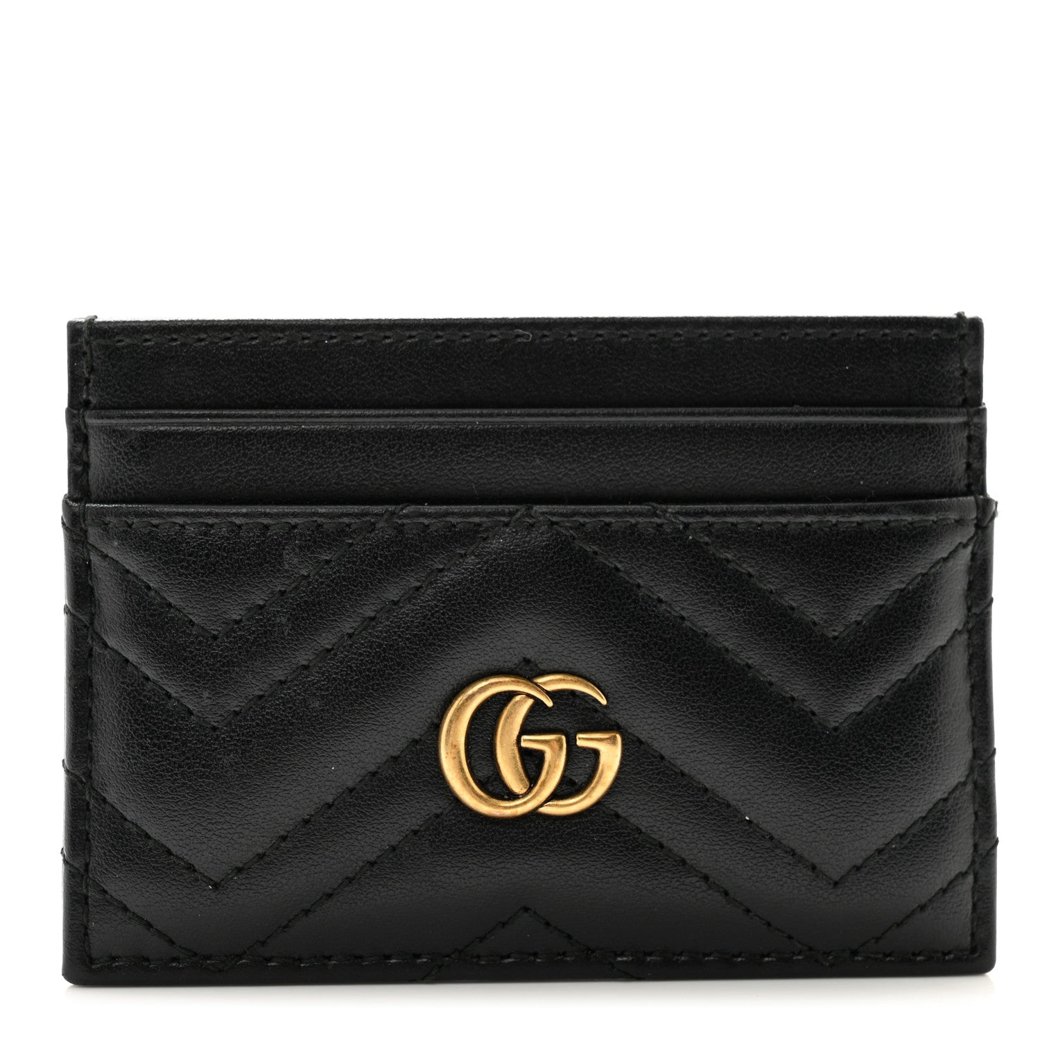 Gucci Calfskin Matelasse GG Marmont Card Holder Black 1 of 9