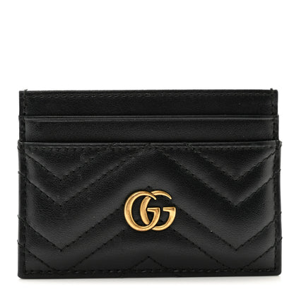 Gucci Calfskin Matelasse GG Marmont Card Holder Black 1 of 9