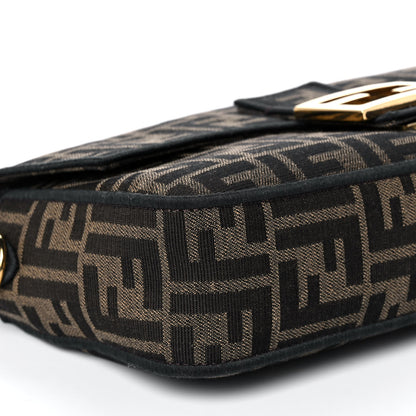 Fendi Fabric Jacquard FF 1974 Medium Baguette Tobacco Moro Black 12 of 13