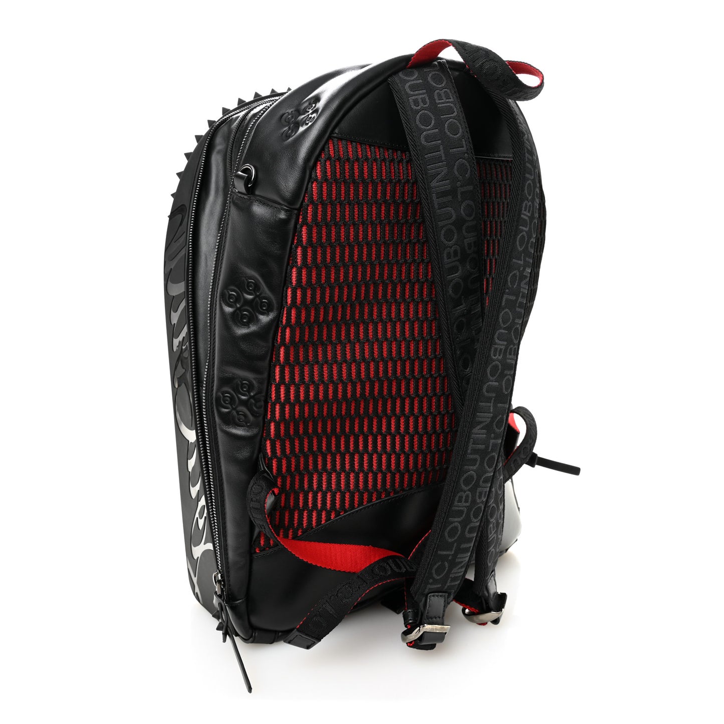 Calfskin Embossed Backparis Spiked Backpack Black