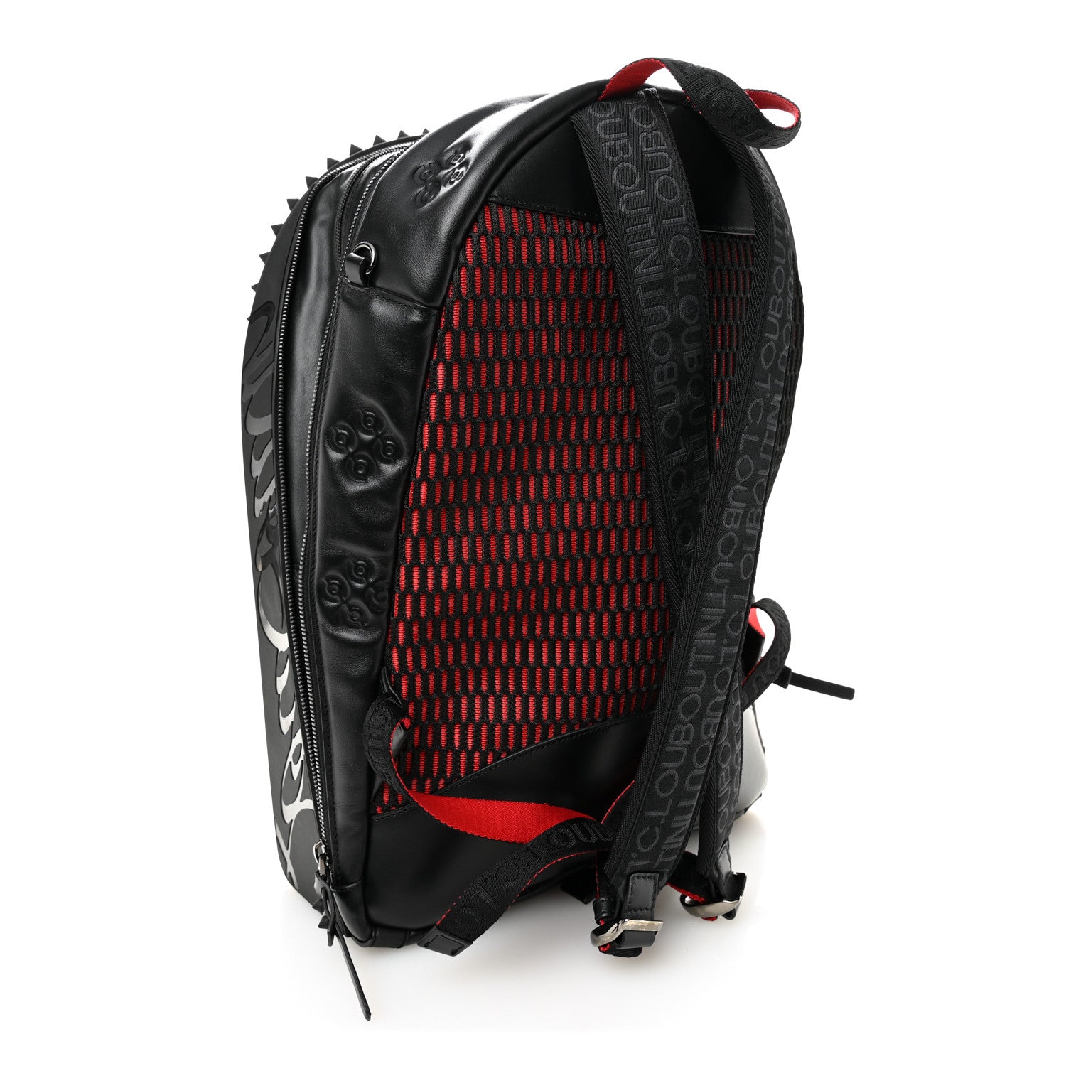 Christian Louboutin Calfskin Embossed Backparis Spiked Backpack Black 3 of 10