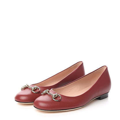 Gucci Calfskin Horsebit Ballerina Flats 36 Red 3 of 9