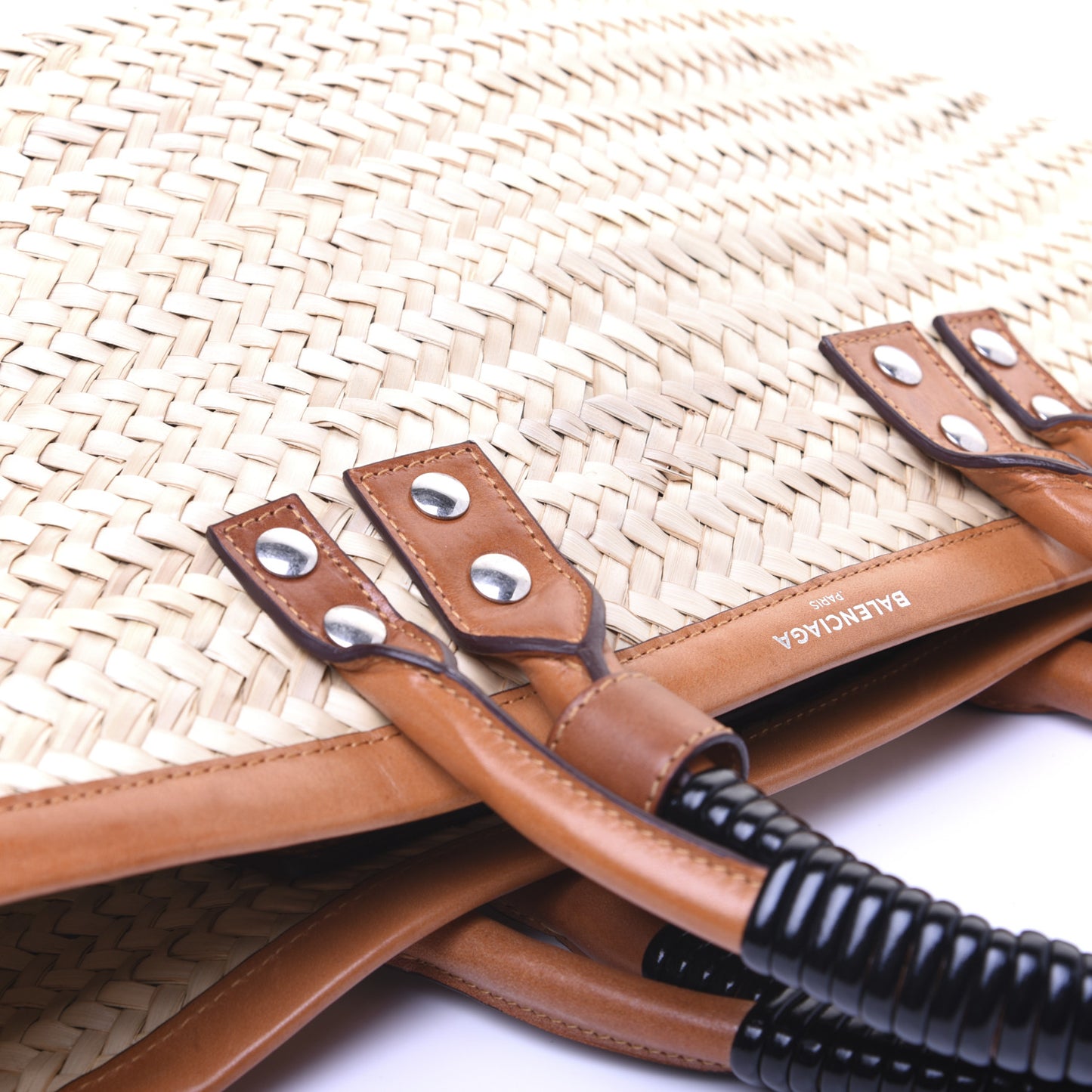 Straw Calfskin Bistrot Panier Small Tote Natural