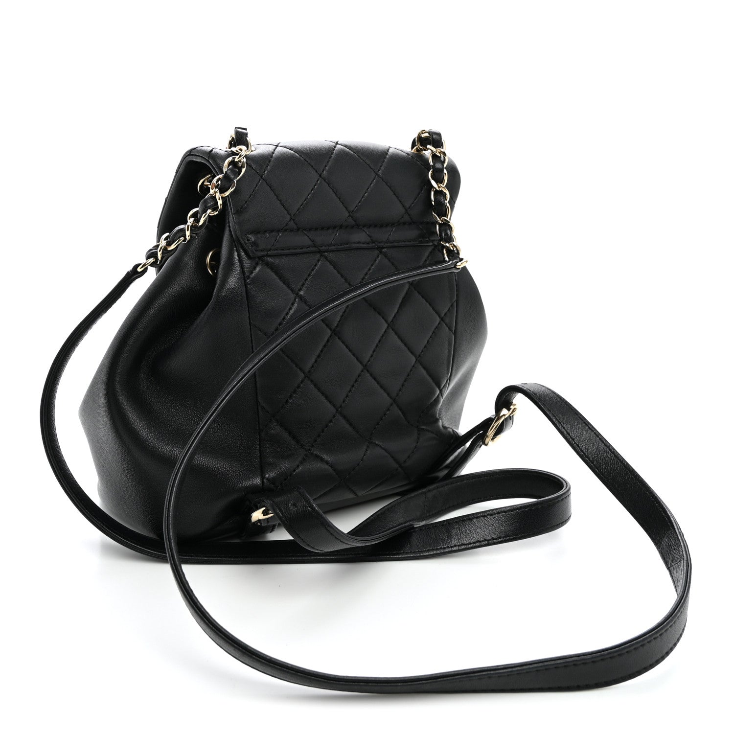 Chanel Lambskin Quilted Small Duma Drawstring Backpack Black 2 of 9