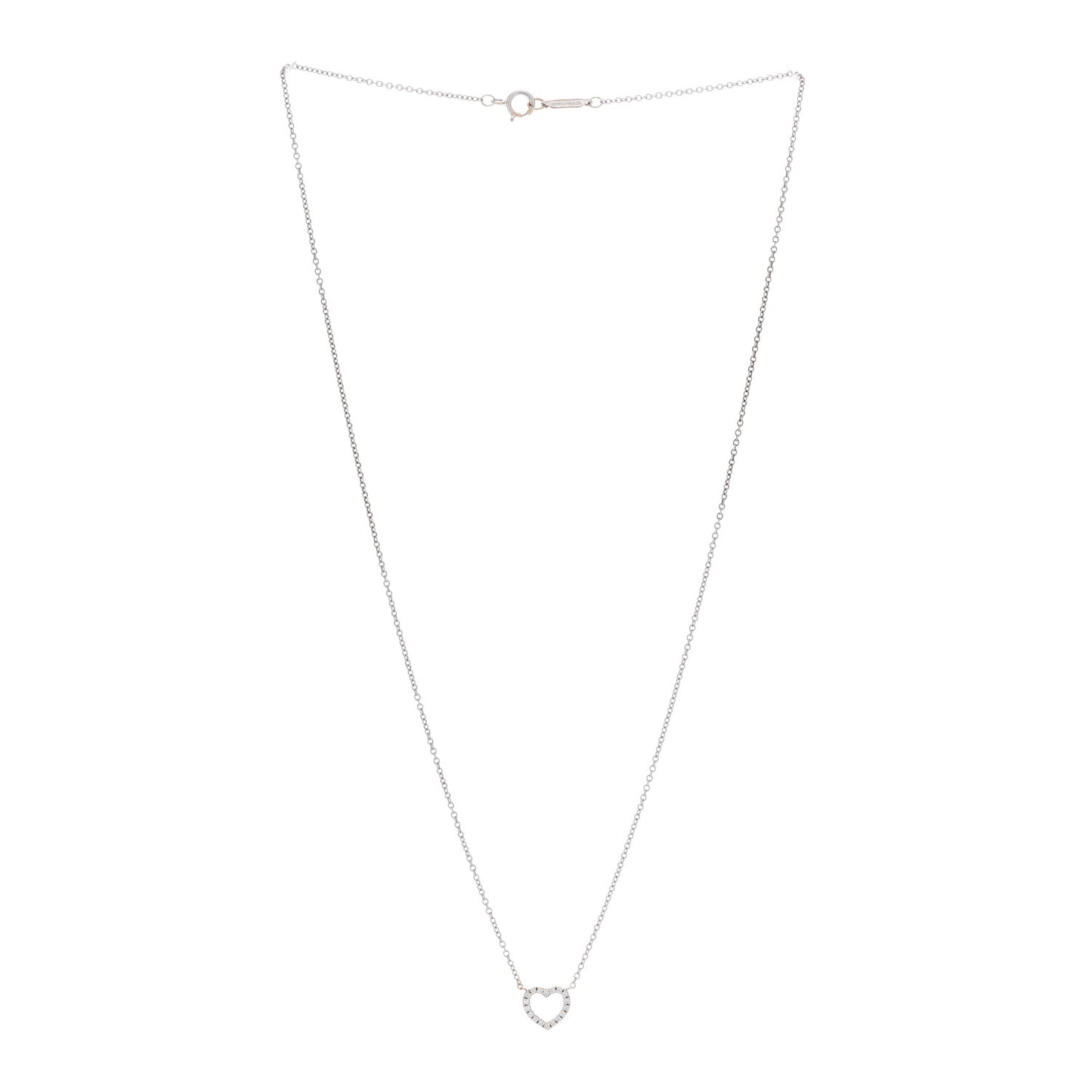 18K White Gold Diamond Metro Heart Pendant Necklace