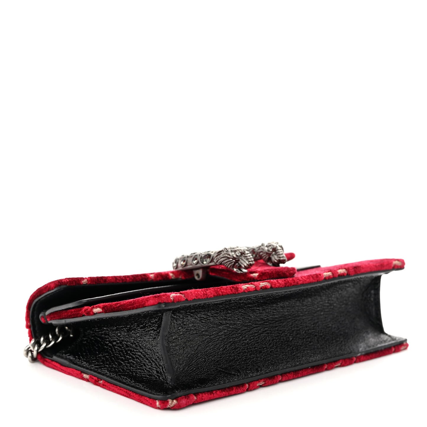 Velvet GG Monogram Super Mini Dionysus Shoulder Bag Red Cipria Black