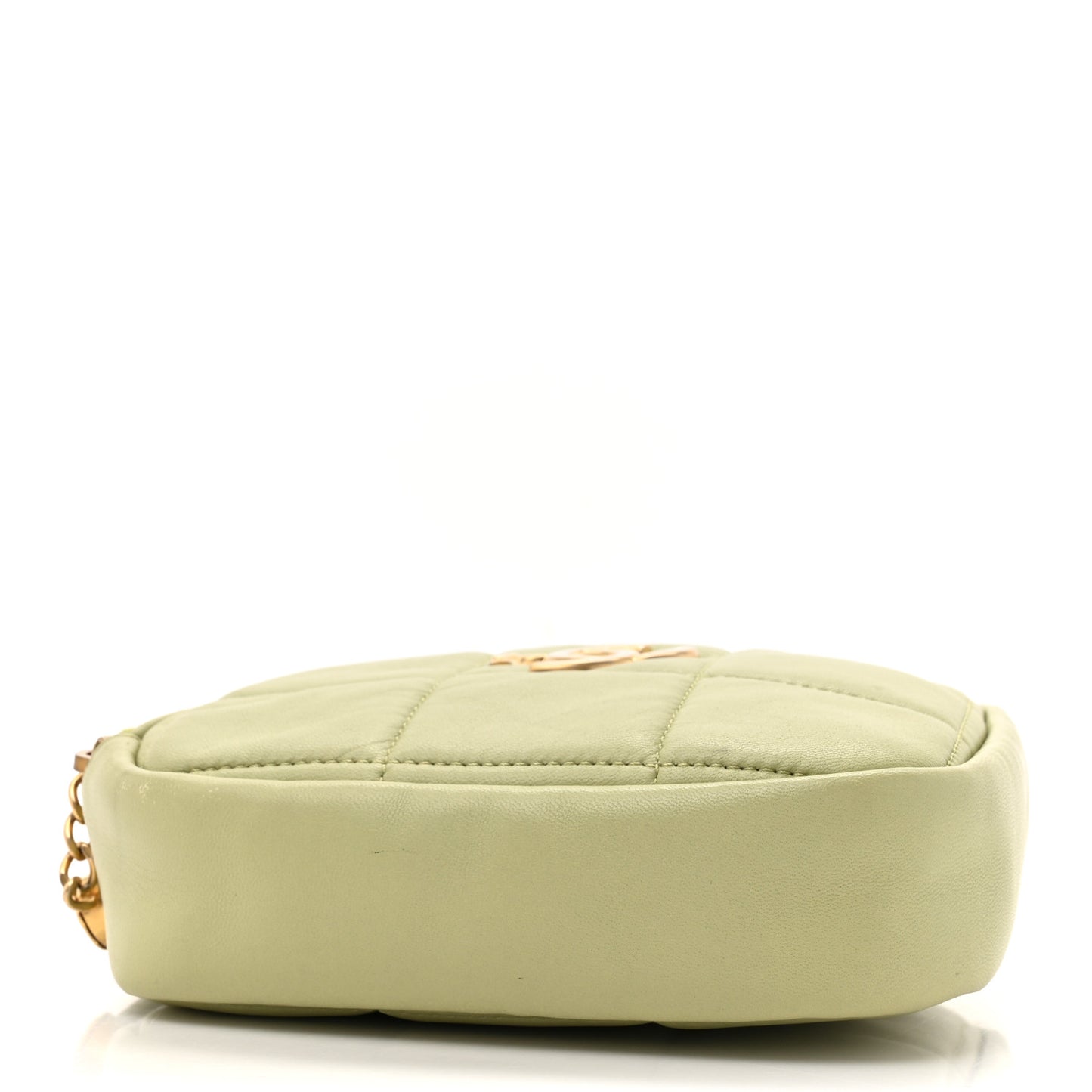 Lambskin Quilted Diamond Clutch With Chain Light Green
