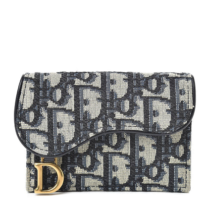 Christian Dior Oblique Saddle Card Holder Blue 1 of 8