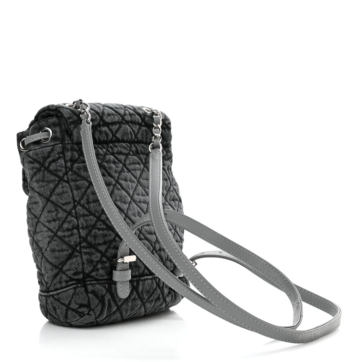 Washed Denim Quilted Denimpression Backpack Lilac Black