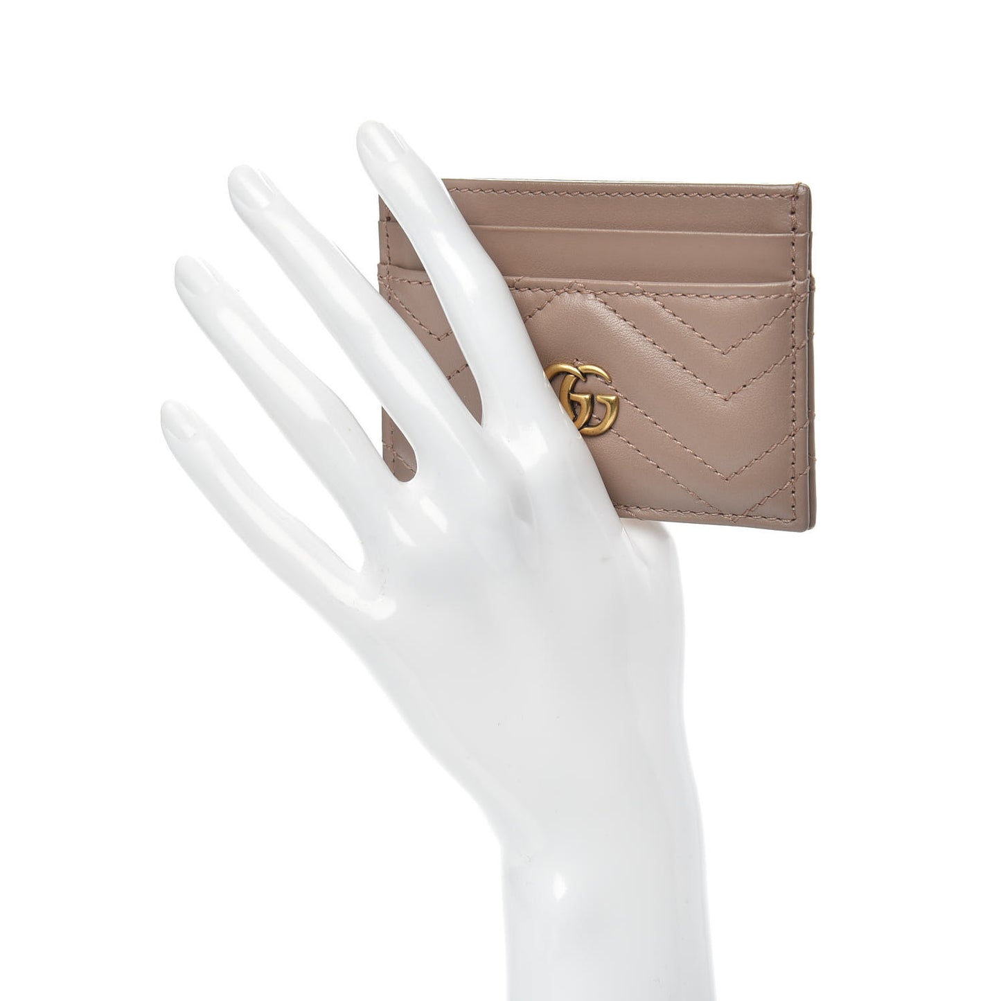 Calfskin Matelasse GG Marmont Card Holder Porcelain Rose