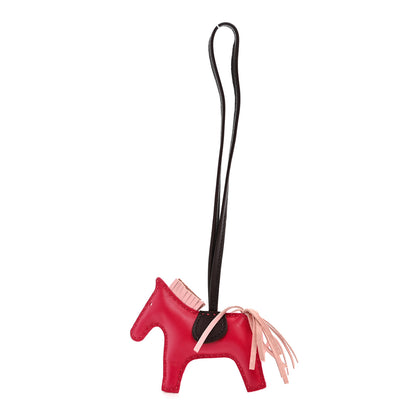 Hermes Milo Lambskin Grigri Rodeo Horse Bag Charm PM Rose Sakura Framboise Rouge Sellier 1 of 5