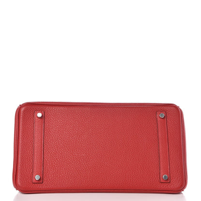 Hermes Taurillon Clemence Birkin 35 Rouge Casaque 6 of 30