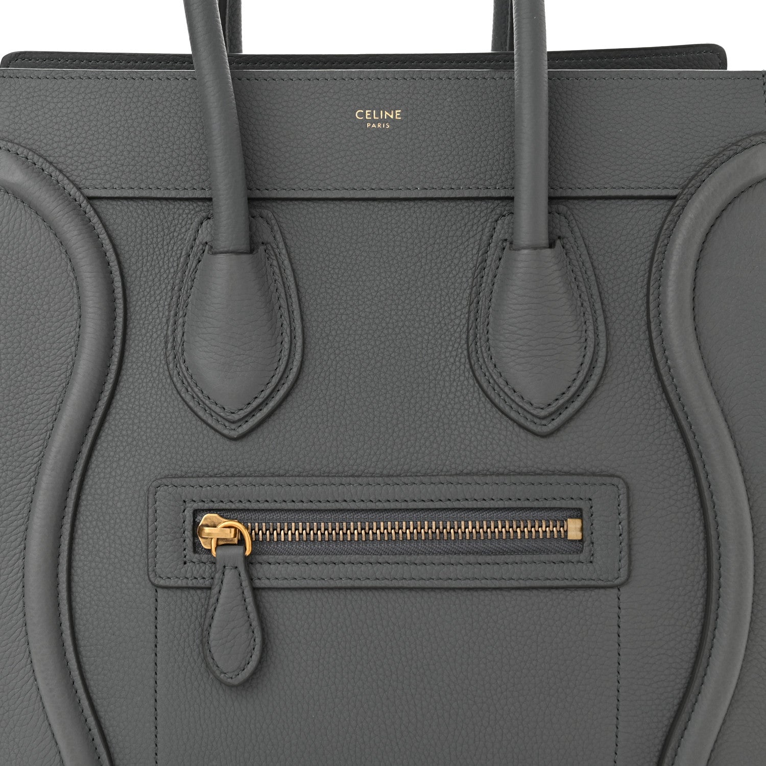 Celine Baby Drummed Calfskin Micro Luggage Kohl 9 of 11