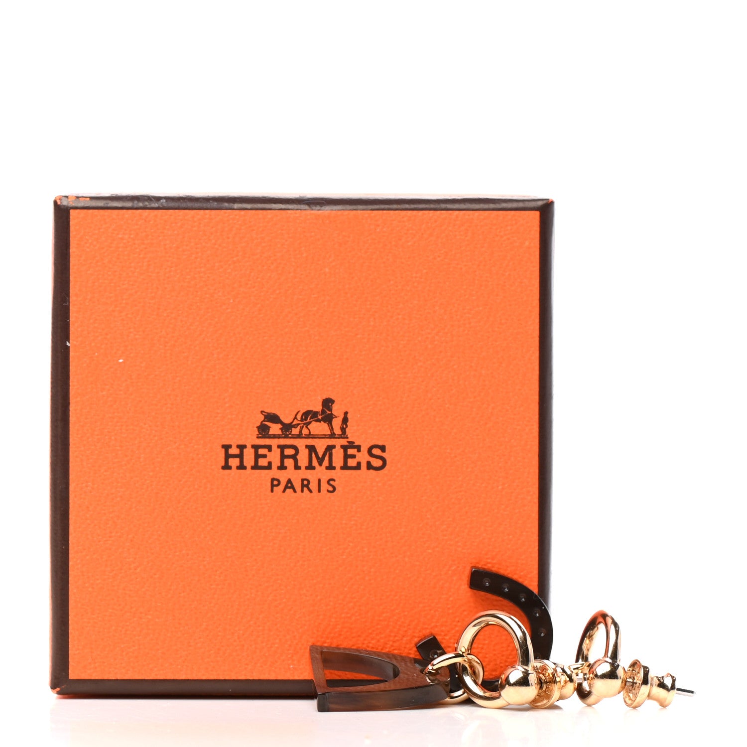 Hermes Permabrass Buffalo Horn Amulettes Equestre Earrings 5 of 5