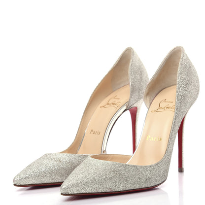 Christian Louboutin Glitter Mini Specchio Iriza 100 Pumps 38.5 Silver 3 of 9