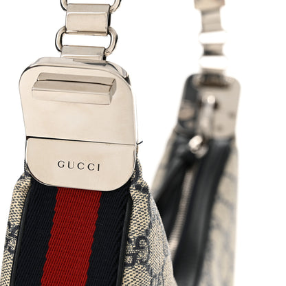 Gucci GG Supreme Monogram Textured Calfskin Web Large Attache Shoulder Bag Beige Blue 12 of 12