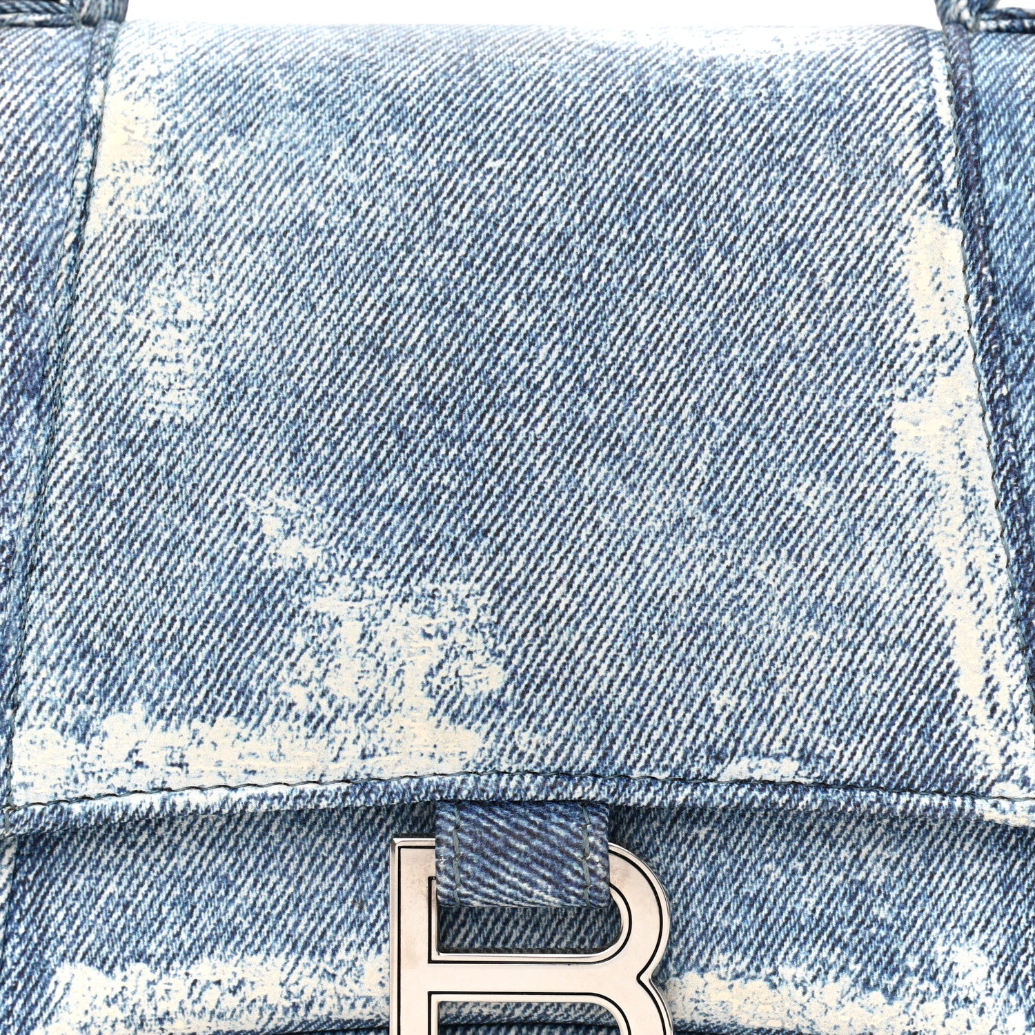 Balenciaga Nappa Denim Printed Small Hourglass Top Handle Bag Denim Blue 8 of 10