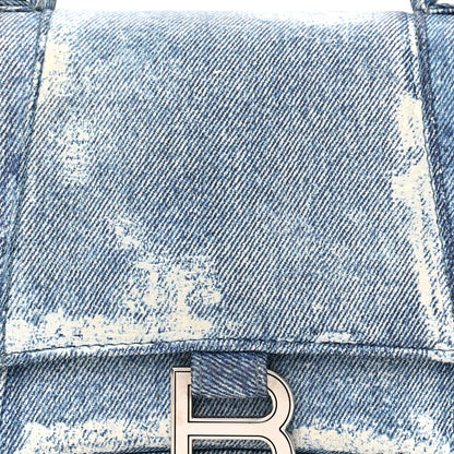 Balenciaga Nappa Denim Printed Small Hourglass Top Handle Bag Denim Blue 8 of 10
