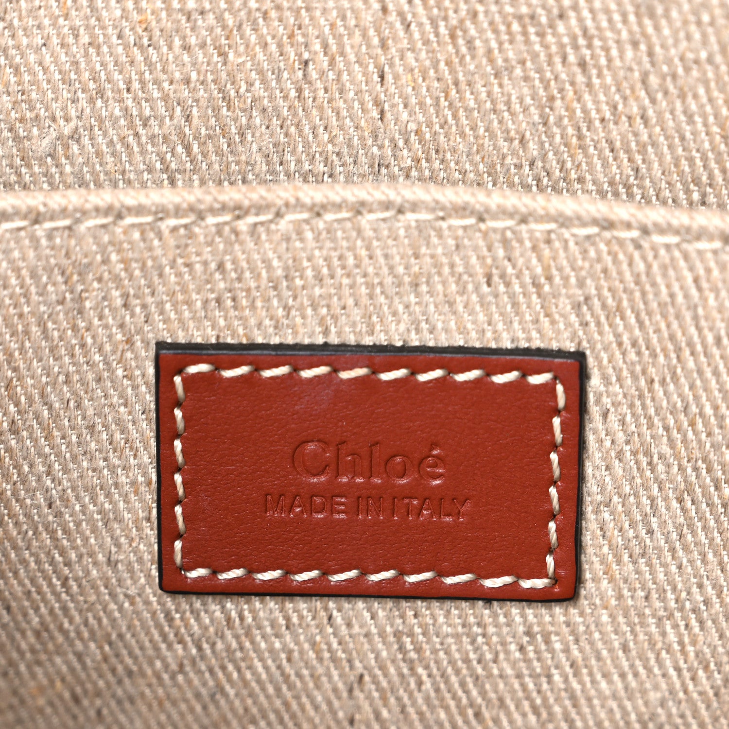 Chloe Cotton Calfskin Medium Woody Ribbon Tote White Brown 5 of 9